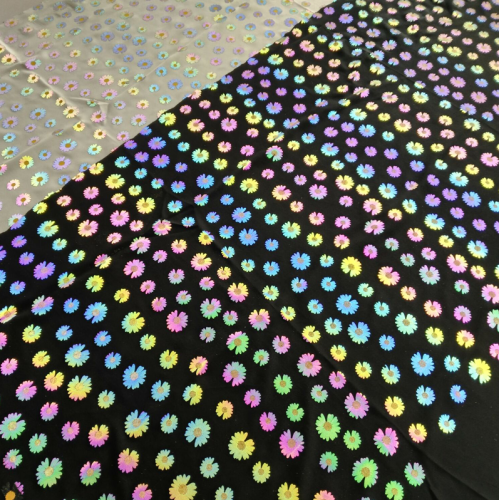 Rainbow reflective fabric with holographic shades to sew 140cm