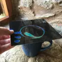 Liquid crystal thermochromic adhesive sheet that changes color