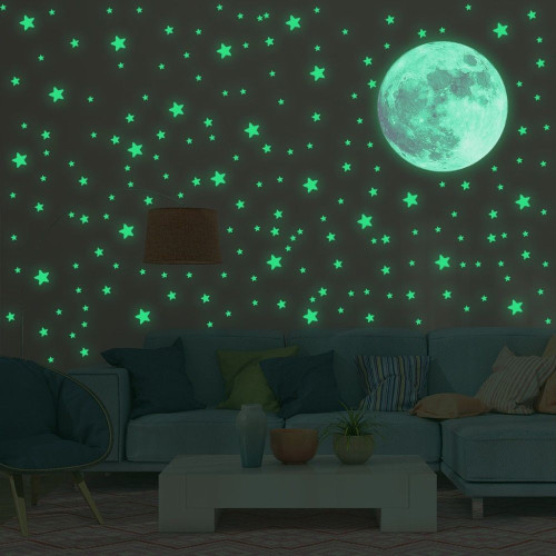Phosphorescent Half-moon and 56 sticky stars that glow in the