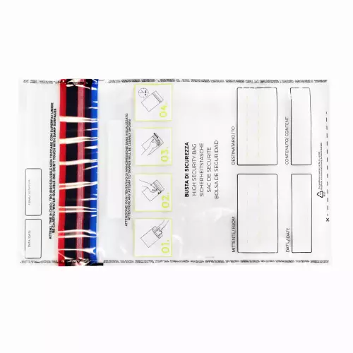 Busta di massima sicurezza con codice numerico/barcode e nastro