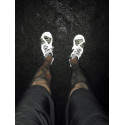 Lacets de chaussures réfléchissants noir / argent Vente en