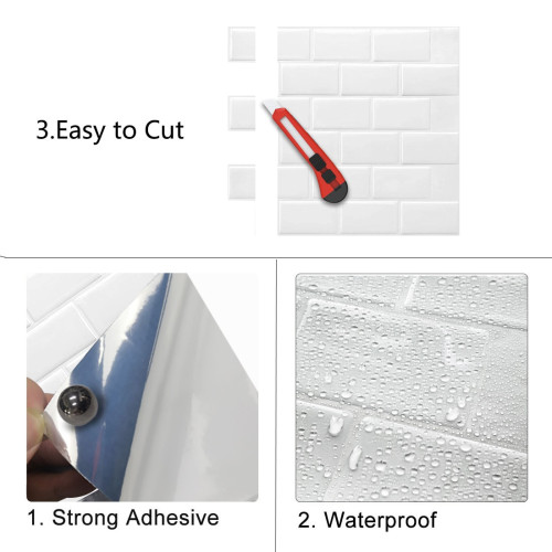 Filme ecológico decorativo autoadesivo de tijolo branco Melhor