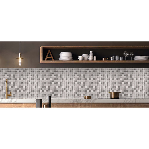 Eco-friendly decorative self-adhesive mosaic film in gray stone