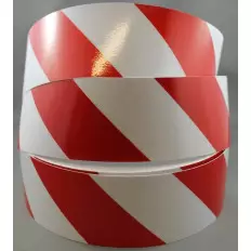 Retroreflektierendes brechendes Klebewarnband rot-weiß 50mm (5 2