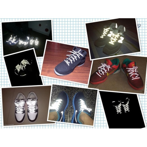 Cordones de zapatos de reflectantes negro / plata Mejor precio