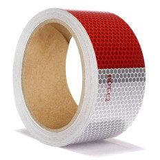 Reflective Red/White hazard warning tape - 50mm Best Price 2
