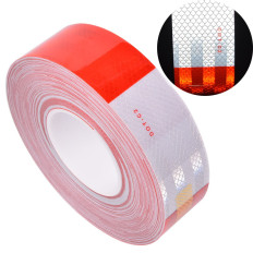 Reflective Red/White hazard warning tape - 50mm Best Price