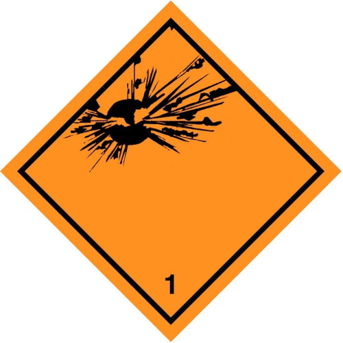 PVC label Class 1 for explosive substances and articles ADR