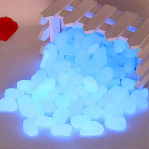 Fluorescent and luminous blue sky resin pebbles glow in the