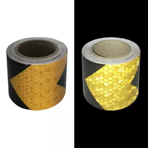 Reflective Yellow and Black chevron hazard warning prismatic