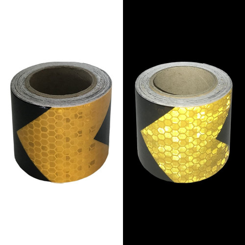 Reflective Yellow and Black chevron hazard warning prismatic