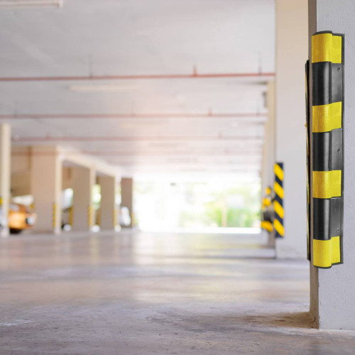 Black and yellow Chevron reflective rubber corner protector for