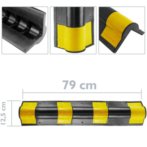 Black and yellow Chevron reflective rubber corner protector for