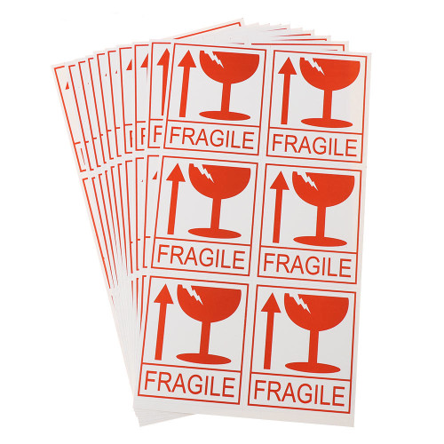 50 Etiquettes autocollantes « FRAGILE, manipuler avec