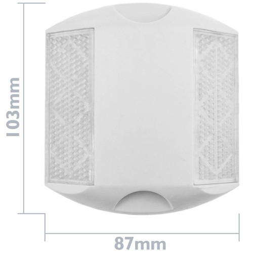 Weißer Rückstrahler aus Kunststoff, überfahrbar für Asphalt -