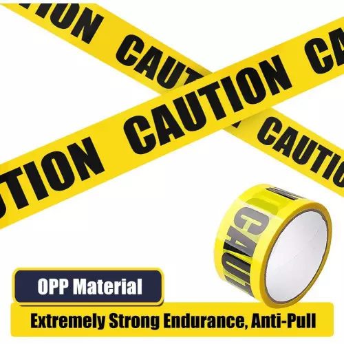 Warning tape yellow/black with "CAUTION" text for construction