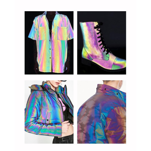 Tissu réfléchissant arc-en-ciel avec reflets holographiques à