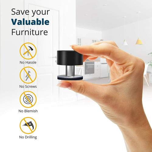 Door stopper, floor mount in stainless steel with anti-scratch