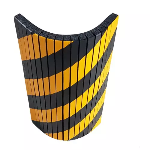 Flexible adhesive shock bumpers with notches for round walls in