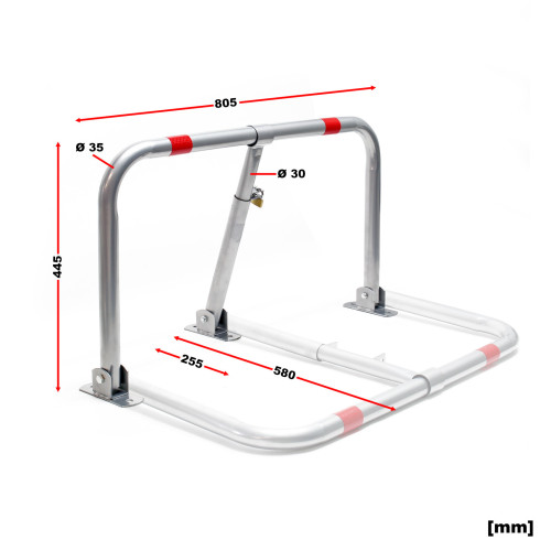 Sbarra dissuasore anti parcheggio sosta auto ribaltabile con