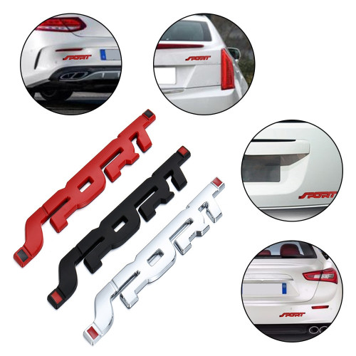 Placa adesiva escrita "SPORT" em relevo de metal 3D Melhor