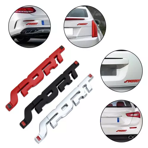 Targhetta adesiva scritta "SPORT" in rilievo metal 3D Miglior