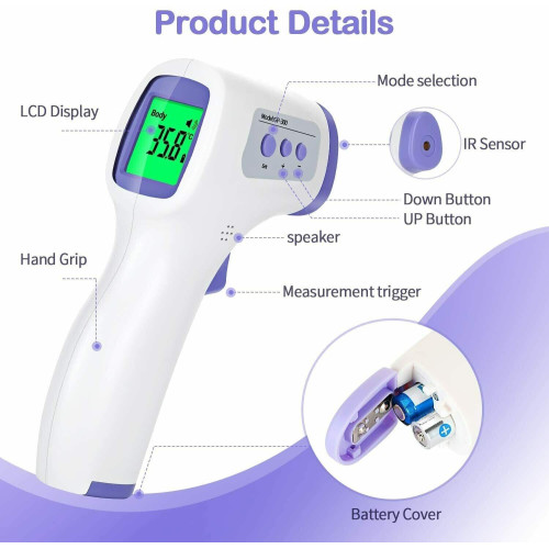 Contactless Instantaneous Infrared Forehead Thermometer with
