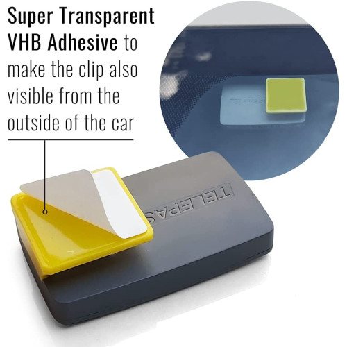 Clip for Telepass 2019 removable fixing system 3 x 3 cm yellow