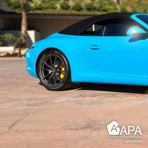 APA glossy Miami blue adhesive film made in Italy car wrapping