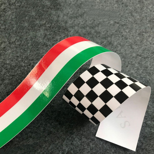 Reflective Italian flag and checkered adhesive sticker for