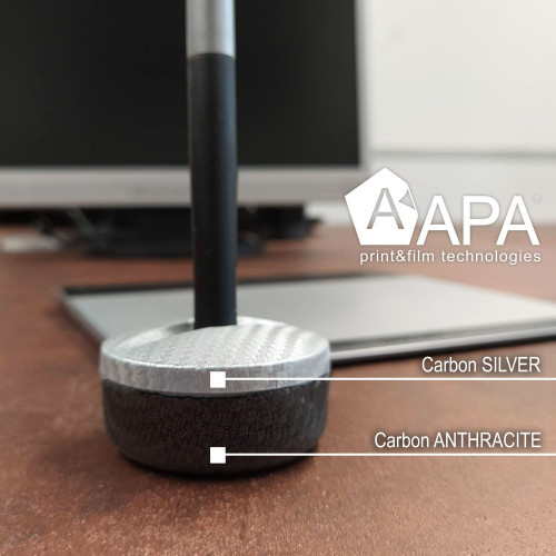 Película adhesiva 3D efecto carbono plateado APA made in Italy