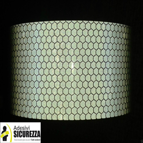 Fita adesiva refletora branca de advertência (Classe 2) - 50mm