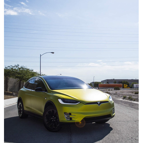 APA matte metallic lime adhesive film made in Italy car
