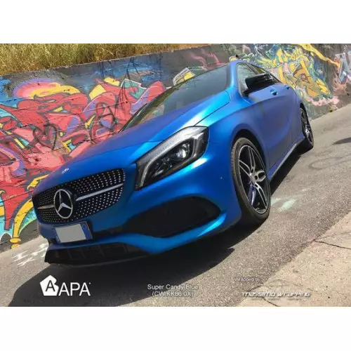 Película adhesiva azul metálica mate APA made in Italy car